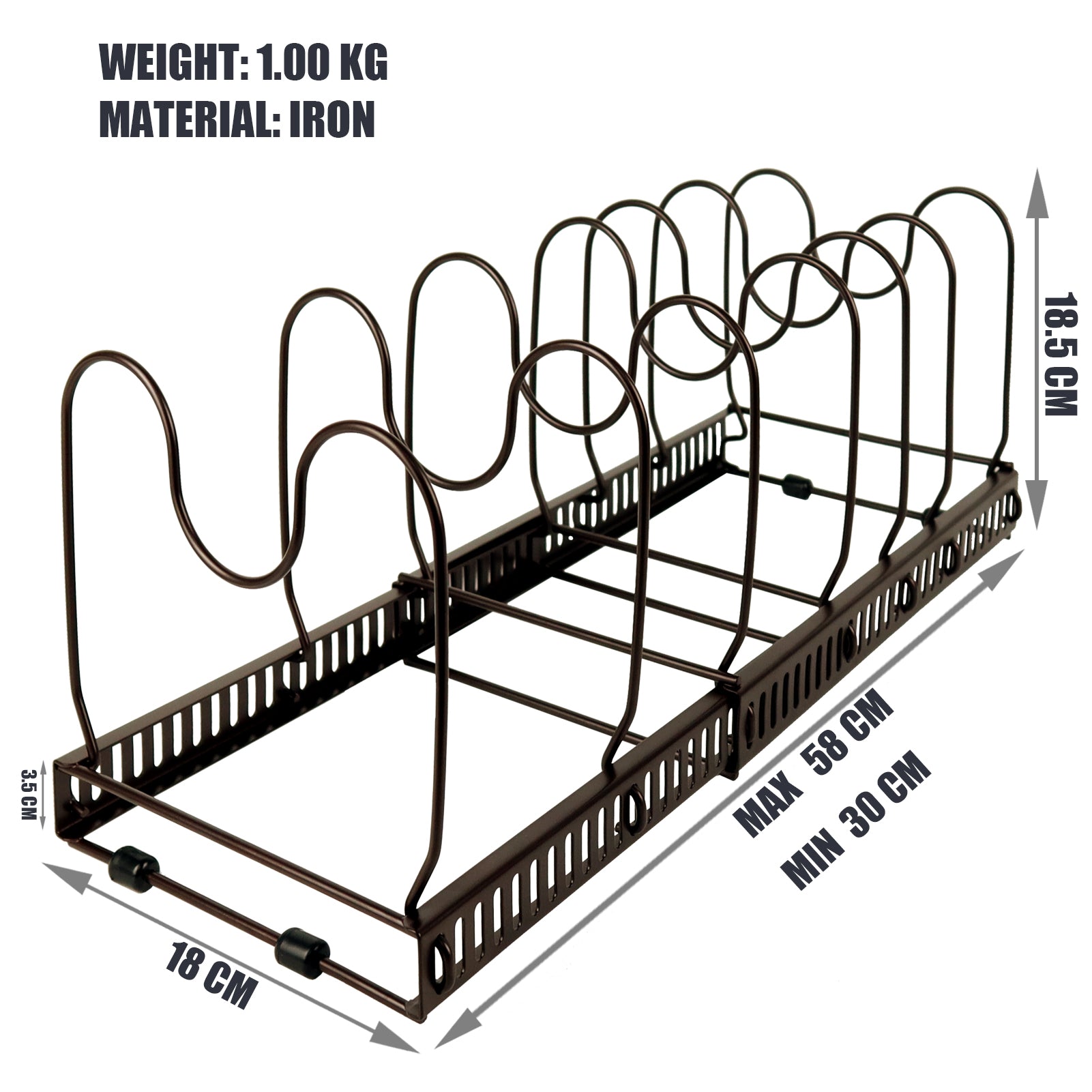 PORTA COPERCHI,7 SCOMPARTI Regolabili, Pentole Organizer per